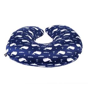 img 1 attached to Minky Nursing Pillow Cover: Soft and Snug Slipcover for Infant Breastfeeding Pillow - Navy Whale Design