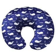 minky nursing pillow cover: soft and snug slipcover for infant breastfeeding pillow - navy whale design logo