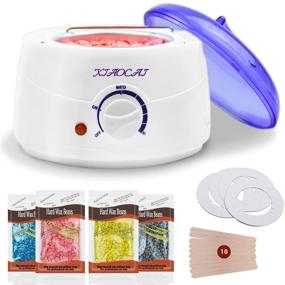 img 4 attached to Waxing Kit with Home Wax Warmer for Hair Removal – Includes 4 Pack Hard Wax Beans for Women and Men. Features Wax Heater and 10 pcs Applicator Sticks – Ideal for Bikini, Brazilian, Legs, Armpit, and Face