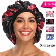 👩 xl silk bonnet for natural hair, women sleep cap bonnets - 4 pack, with comfortable wind band logo