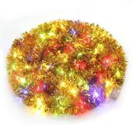 🎄 33 ft golden tinsel garland with multicolored battery operated led lights - perfect christmas tree decoration party supplies by ccinee logo