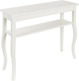 img 4 attached to 🪑 White 36 x 12 Lillian Wood Console Table by Kate and Laurel with Curved Legs and Shelf