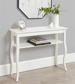 img 3 attached to 🪑 White 36 x 12 Lillian Wood Console Table by Kate and Laurel with Curved Legs and Shelf