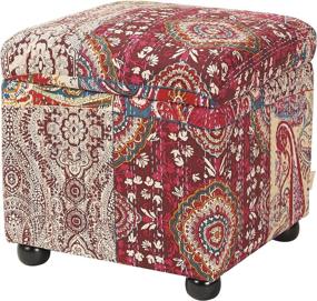 img 2 attached to Jacob Collection Bohemian Square Storage Ottoman With Flip Lid, by Jennifer Taylor Home