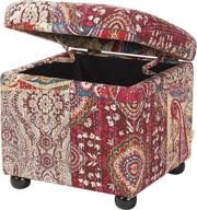 jacob collection bohemian square storage ottoman with flip lid, by jennifer taylor home logo