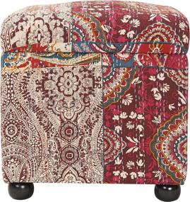 img 3 attached to Jacob Collection Bohemian Square Storage Ottoman With Flip Lid, by Jennifer Taylor Home