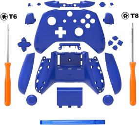 img 2 attached to 🎮 eLUUGIE Xbox One S Slim Controller Replacement Full Shell Set - Matte Housing, Faceplates, ABXY Buttons, RB LB Bumpers, Rails (3.5mm Headphone Jack) - Blue