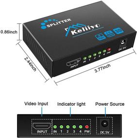 img 1 attached to 4K HDMI Splitter - KELIIYO 1x4 Ports Powered HDMI Splitter, Supports 3D, Full HD1080P, 4K@30HZ for Xbox, PS4, PS3, Fire Stick, Roku, Blu-Ray Player, Apple TV, HDTV (1 Input 4 Output)