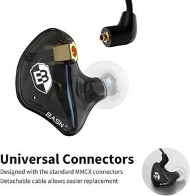 img 2 attached to 🎧 BASN Bsinger PRO in Ear Monitor Headphones for Musicians, Dynamic Driver Noise Isolating Earphones with 2 Detachable MMCX Cables - Black