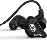 🎧 basn bsinger pro in ear monitor headphones for musicians, dynamic driver noise isolating earphones with 2 detachable mmcx cables - black logo