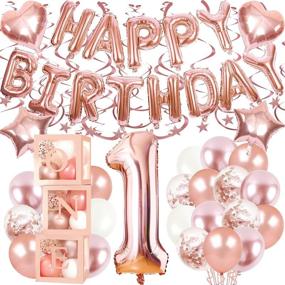 img 4 attached to 🎈 Complete First Birthday Balloon Box Decorations Set for Girls - 72Pcs, Rose Gold Theme with Transparent Boxes, Foil Balloons, and Hanging Swirls - Perfect for Birthday Photo Shoot and Party!