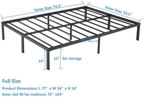 img 3 attached to 🛏️ Zizin Bed Frame Platform Base 14 Inch with Storage - Heavy Duty Metal Bed Frame for Full Size - Easy Assembly, Noise-Free & No Box Spring Needed