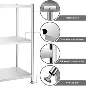 img 2 attached to 📦 Стеллаж из нержавеющей стали 3-х уровневый, тяжеловесный стеллаж, универсальная полка, хранение для гаража и кухни, металлическая полка, прочный стеллаж, самостоятельно устанавливаемая полка