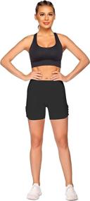 img 2 attached to 🩳 COOrun Women's High Waisted Yoga Shorts: Slimming Compression Cross Lines for Running, Workout, Biking (S-XXL)