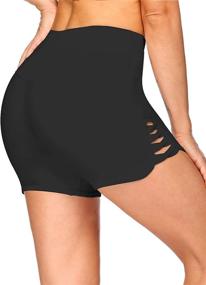 img 3 attached to 🩳 COOrun Women's High Waisted Yoga Shorts: Slimming Compression Cross Lines for Running, Workout, Biking (S-XXL)