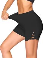 🩳 coorun women's high waisted yoga shorts: slimming compression cross lines for running, workout, biking (s-xxl) logo