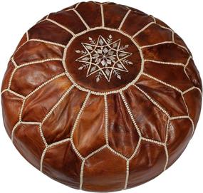 img 3 attached to 🪑 Premium Handmade Dark Brown Tobacco Moroccan Leather Pouf/Ottoman Footstool Hassock - 100% Real Natural Leather Pouffe for Home Gifts, Wedding Gifts, and Foot Stool