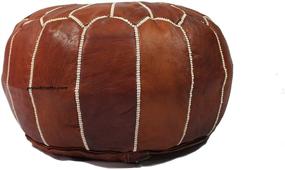 img 2 attached to 🪑 Premium Handmade Dark Brown Tobacco Moroccan Leather Pouf/Ottoman Footstool Hassock - 100% Real Natural Leather Pouffe for Home Gifts, Wedding Gifts, and Foot Stool