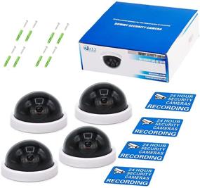 img 1 attached to 📷 WALI Dummy Fake Security CCTV Dome Camera: 4 Pack White Dome Cameras with Flashing Red LED and Security Alert Sticker Decals (SDW-4)