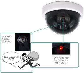 img 2 attached to 📷 WALI Dummy Fake Security CCTV Dome Camera: 4 Pack White Dome Cameras with Flashing Red LED and Security Alert Sticker Decals (SDW-4)