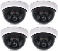📷 wali dummy fake security cctv dome camera: 4 pack white dome cameras with flashing red led and security alert sticker decals (sdw-4) logo