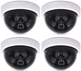 img 4 attached to 📷 WALI Dummy Fake Security CCTV Dome Camera: 4 Pack White Dome Cameras with Flashing Red LED and Security Alert Sticker Decals (SDW-4)