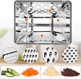 img 3 attached to Nurch Professional Box Grater: Stainless Steel 4-Sided Grater for Kitchen - Cheese, Vegetables, Chocolate & More! With Handle & Removable Storage Container