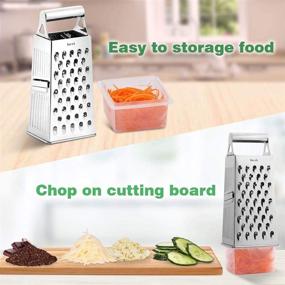 img 1 attached to Nurch Professional Box Grater: Stainless Steel 4-Sided Grater for Kitchen - Cheese, Vegetables, Chocolate & More! With Handle & Removable Storage Container