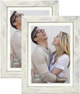 🖼️ alkerman 5x7 picture frames (pack of 2): display photos 4x6 or 5x7, rustic white wood pattern, hd glass, tabletop or wall mount логотип