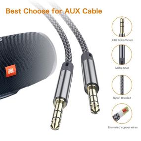 img 3 attached to Premium 2 Pack 3.5mm AUX Cable 4FT - Hi-Fi Sound, Copper Shell, Nylon Braided & Compatible with Car/Home Stereos, Speakers, iPhone, iPod, iPad, Headphones—Sony, Echo Dot, Beats (Grey)