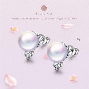 img 3 attached to 💝 J.LUNA Valentine Pure Love Earrings: Pearl Sterling Silver Studs for Women with Crystal White Pearl - Hypoallergenic Material - Gift Box Included - 8MM - Ideal Christmas or Birthday Gifts for Her