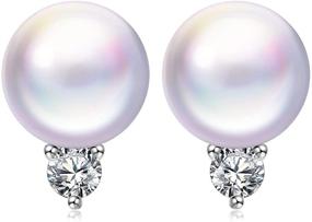 img 4 attached to 💝 J.LUNA Valentine Pure Love Earrings: Pearl Sterling Silver Studs for Women with Crystal White Pearl - Hypoallergenic Material - Gift Box Included - 8MM - Ideal Christmas or Birthday Gifts for Her