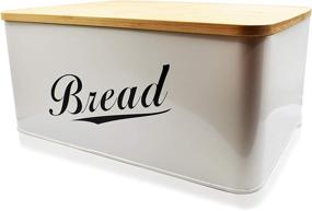 img 2 attached to 🍞 RoyalHouse Metal Bread Box with Bamboo Lid – Modern Bread Storage Container for Kitchen Counter, Stylish Kitchen Organizer, Vintage Kitchen Decor