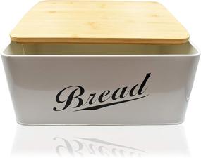 img 3 attached to 🍞 RoyalHouse Metal Bread Box with Bamboo Lid – Modern Bread Storage Container for Kitchen Counter, Stylish Kitchen Organizer, Vintage Kitchen Decor