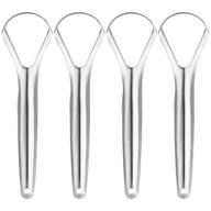 🌬️ get fresher breath in seconds with 4-pack stainless tongue scraper for adults & kids - medical grade steel scrapers, 100% bpa free - oral care brush cleaners with travel case - reduce bad breath logo