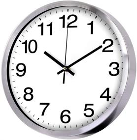 img 4 attached to ⏰ Stylish 12-Inch Modern Quartz Wall Clock with Glass Cover - Non-Ticking, Silver Metal Frame - Perfect for Indoor and Kitchen Décor