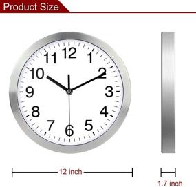 img 3 attached to ⏰ Stylish 12-Inch Modern Quartz Wall Clock with Glass Cover - Non-Ticking, Silver Metal Frame - Perfect for Indoor and Kitchen Décor