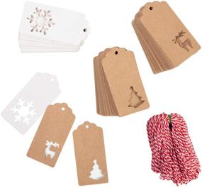 img 4 attached to 🎄 Праздничные рождественские этикетки: Елочка с шнуром, Снежинка, Праздничный олень