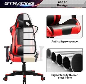 img 3 attached to 🎮 GTRACING Gaming Chair: A Racing Office Computer Game Chair with Ergonomic Design, Adjustable Backrest and Seat Height, Recliner Function, Swivel Rocker, Headrest, and Lumbar Pillow - Red Color