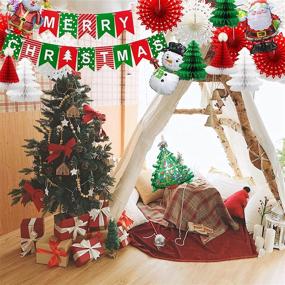 img 1 attached to 🎉 Merry Christmas Party Decor: Banner, Fans, Hats, Trees, Balloons & More!