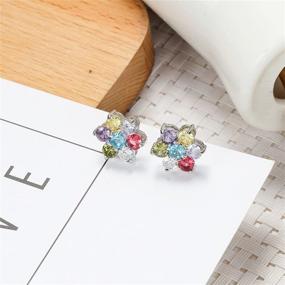 img 1 attached to 🌸 Stunning Onnzin Flower Titanium Earrings: Hypoallergenic CZ Studs for Women & Girls