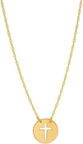 img 4 attached to Ritastephens Mini Cut-out Cross Necklace Chain in 14k Yellow Gold – Adjustable Length (16-18 Inches) – Contemporary Design