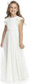 img 4 attached to 🌸 Abaowedding Fancy Chiffon Flower Girl Dresses: Flutter Sleeves Junior Bridesmaid Dress Perfect for Special Occasions