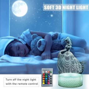 img 1 attached to 🌜 3D Princess Night Light, Remote Control Table Lamp with 2 Patterns, 16 Colors for Kids Bedroom Decor – Creative Lighting Souvenir Gifts for Christmas and Birthdays