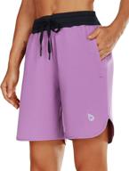 🏃 baleaf women's 7" athletic long running shorts with zippered pockets and drawstring for gym, hiking, and sports логотип