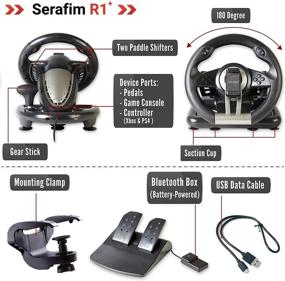 img 1 attached to 🕹️ Serafim R1+ Racing Wheel 2021 - High Precision Steering Wheel with Sensitive Pedal - Compatible with XBOX ONE, XBOX Series X&amp;S, PS4, PS3, Switch, PC, iOS, Android - Xbox One Steering Wheel, PS4 Steering Wheel, PC Gaming Wheel