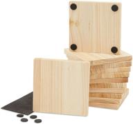 🪵 12 pack unfinished wooden coasters for crafts, square with non-slip foam dot stickers (3.7 x 3.7 inches) логотип