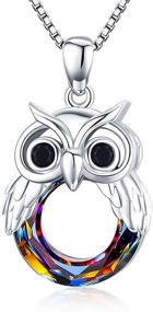 img 4 attached to 🦉 Cute Owl Necklace: Sterling Silver Crystal Pendant, Perfect Gift for Women and Girls