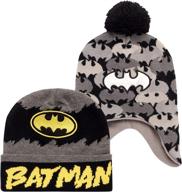 🦇 stay warm with warner bros. boys' batman winter hat - 2 pack superhero pom pom beanie with ear flaps logo