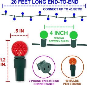 img 4 attached to 🎄 60 Count LED Christmas Tree Lights, G12 Globe String Lights for Indoor and Outdoor Use, 20ft Green Wire Mini Ball Design, UL Certified (Multicolor)